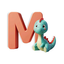 Akrylový prívesok s dinosaurom a abecedou, sada 26 písmen