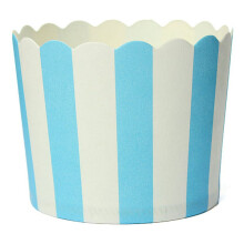 Líneálaithe Cupcake Stríocach Gorm, Páipéar Frithghréisce, 50 píosa