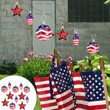 12pcs Patriotic Ball Ornaments Red White Blue