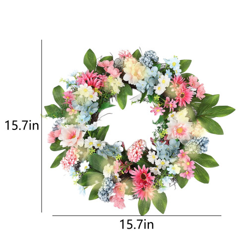 Előre megvilágított piros Valentin-napi koszorú 40 cm 2