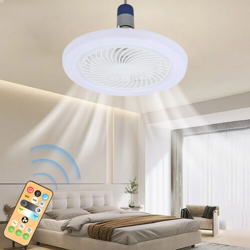 Ventilateur de plafond E27 avec éclairage LED à intensité variable, silencieux, 26 cm (10,2 pouces). 1