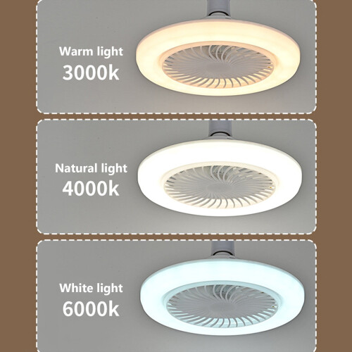 Ventilateur de plafond E27 avec éclairage LED à intensité variable, silencieux, 26 cm (10,2 pouces). 2