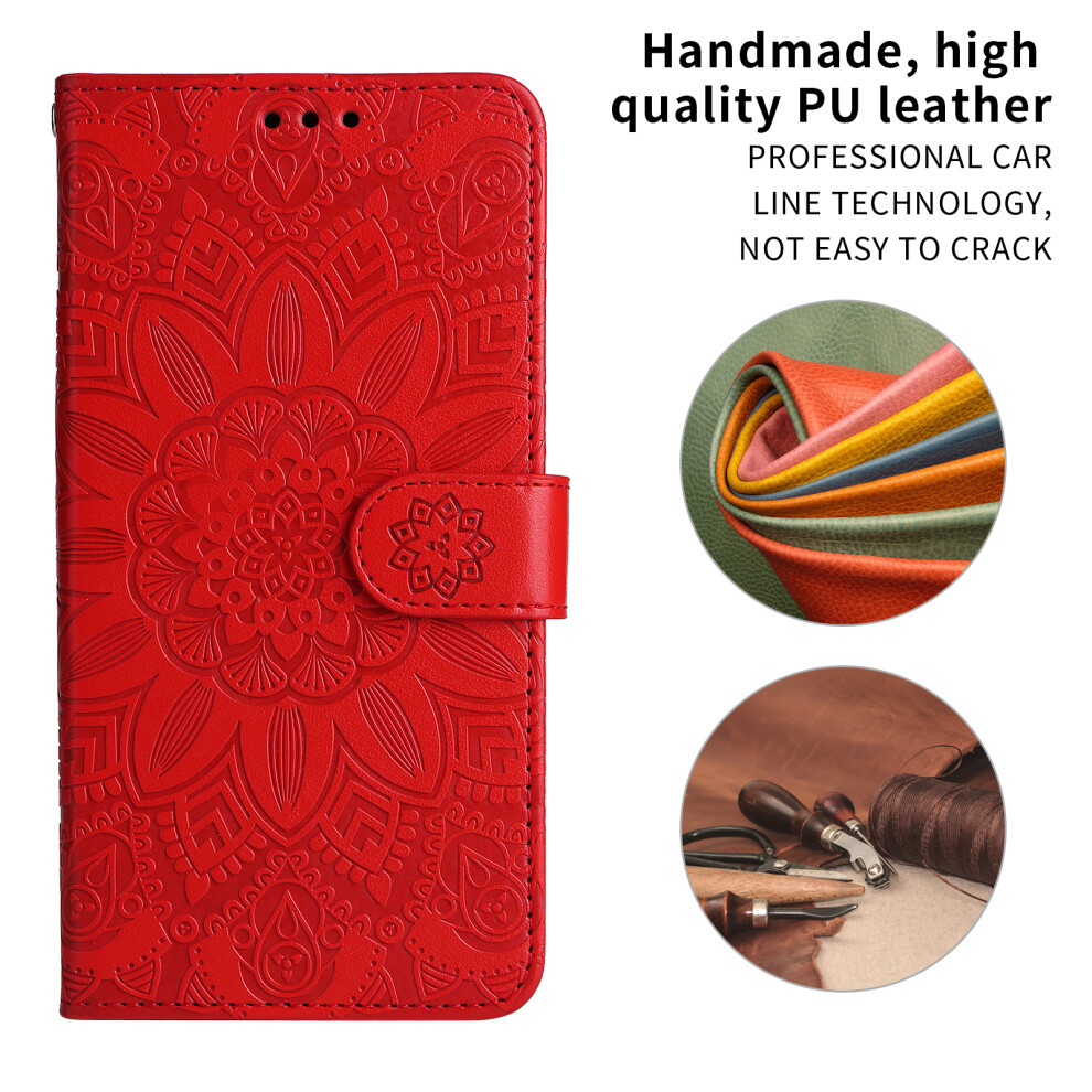 (Red) Phone Cover For Realme C83 5G Case Sunflower Imprint Leather Wallet Phone Cover Red 6914292208010