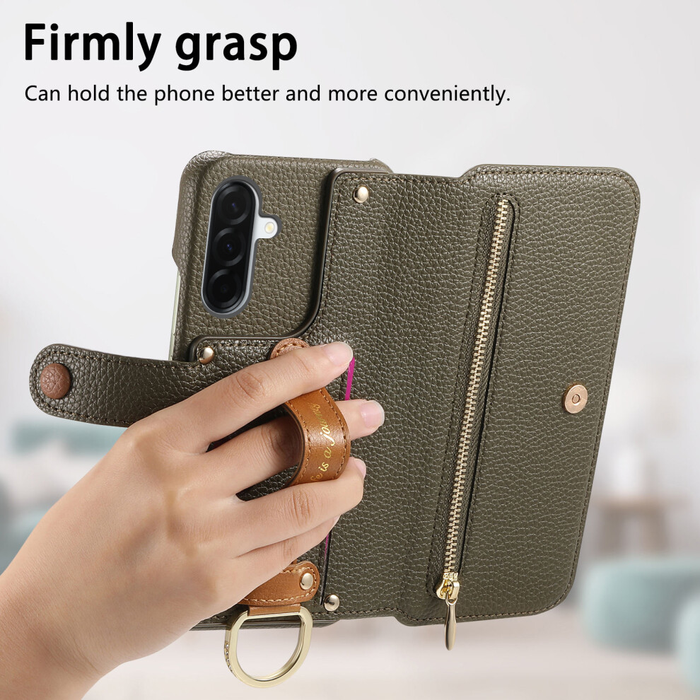 (Green) Phone Cover For Samsung Galaxy A27 Case Rfid Blocking Zipper Wallet Pu Leather Mobile Cover Green 6914296891454
