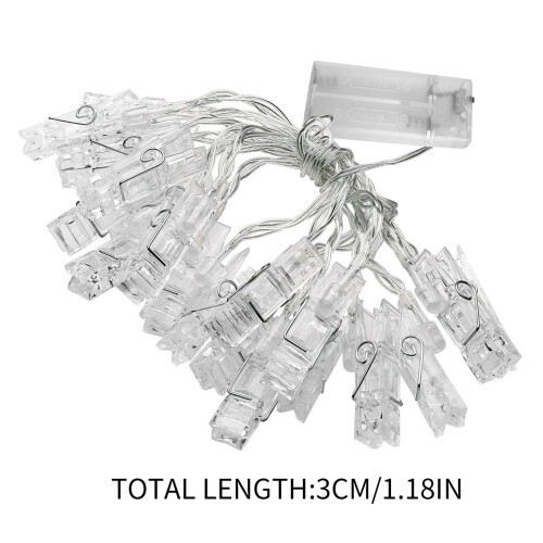 20 LED Φωτιστικά Κορδόνι για Φωτογραφικά Κλιπ, 10 πόδια, Ζεστό Λευκό 2