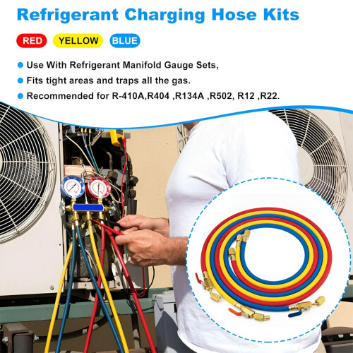 1/4" HVAC-koelmiddelslangen met kogelkranen – 3-pack 2