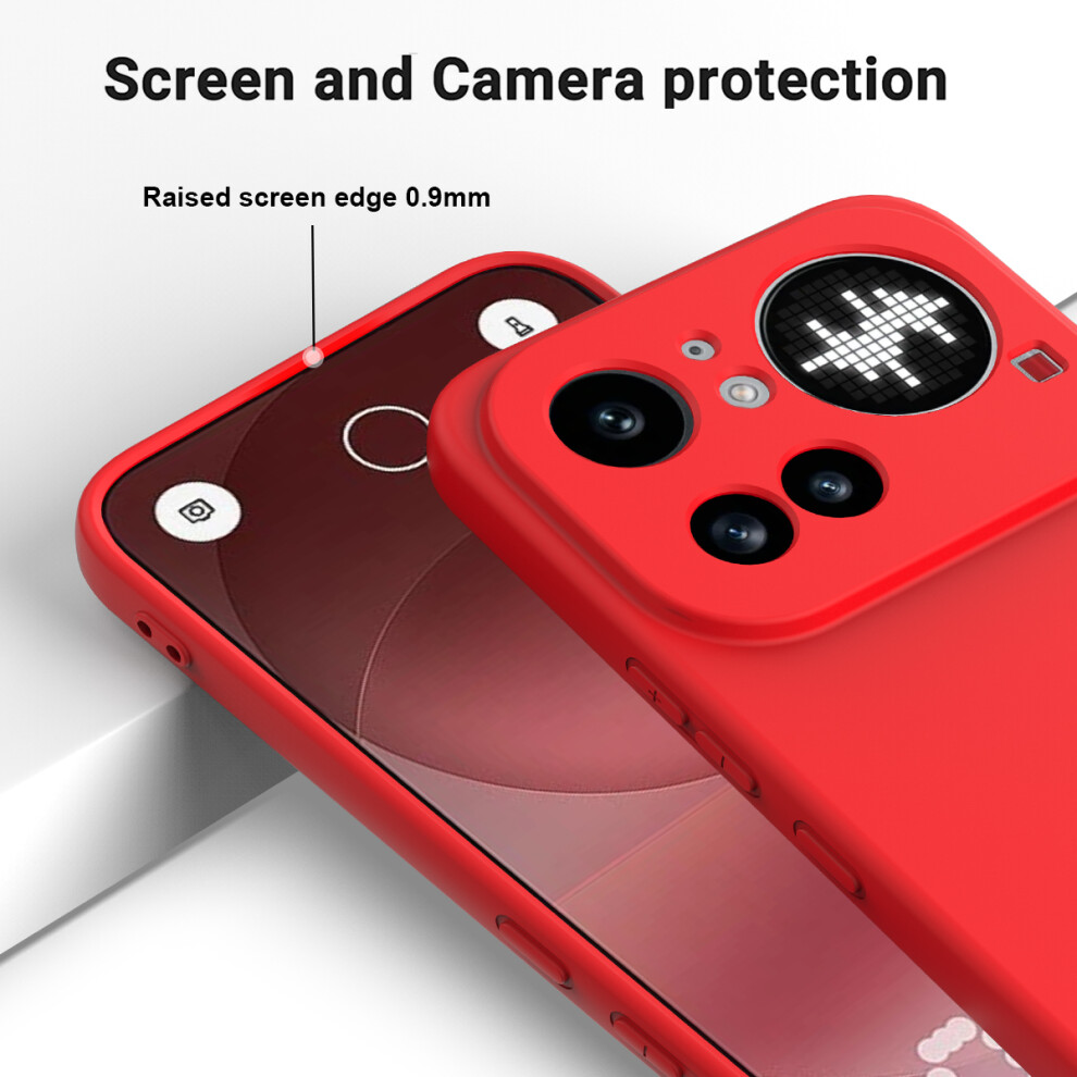 (Red) Phone Cover For Nothing Phone (4A) Pro Liquid Silicone Case Phone Back Cover With Hand Strap Red 6914299373834