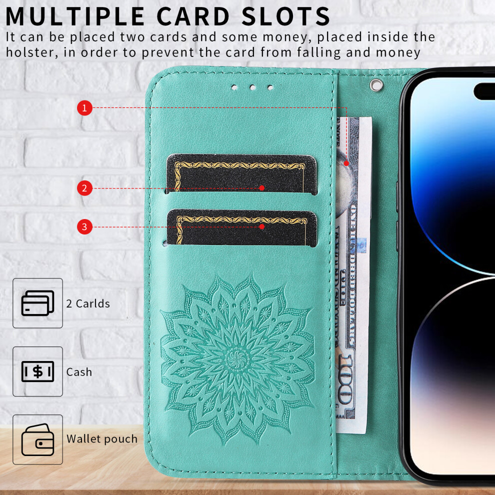 (Green) Phone Cover For Xiaomi Redmi A7 Pro 4G (171.56Mm) Leather Wallet Case Sunflower Imprinted Phone Cove Green 6914290852307