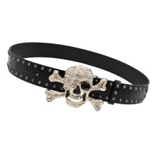 Gotische mode-schedelriem Kleurrijke studs Brede-Zwart