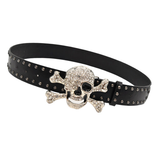 Gotische mode-schedelriem Kleurrijke studs Brede-Zwart