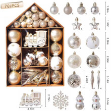 Shatterproof Christmas Ornaments Set Red Green Gold 70 pcs