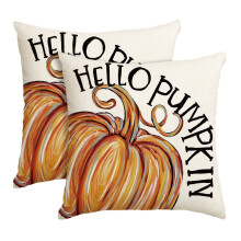 Housse de coussin citrouille orange aquarelle 45 x 45 cm (lot de 2)