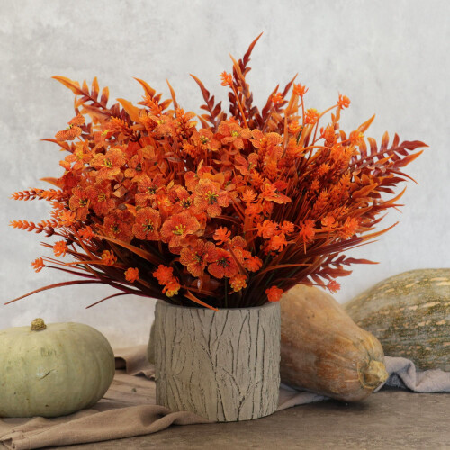16 bundter kunstige efterårsblomster orange blandet