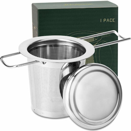 Tee-Ei aus Edelstahl 304 mit Deckel und klappbarem Griff