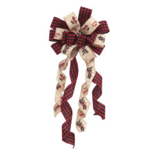 Nœud de sapin de Noël rouge en coton et lin, grand modèle (1 pièce)