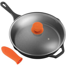 NutriChef cast iron frying pan 12 inch with lid