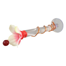 Bebedouro aquecido para beija-flores em vidro com base de cobre.