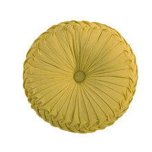 Okerfarget plissert dekorativ pute 40 cm rund