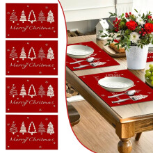 Set de 4 sets de table de Noël, 30 x 45 cm, motif festif rouge
