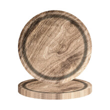 Assiettes plates en papier imitation bois, 18 x 18 cm, lot de 10