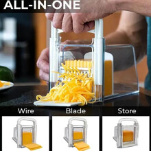 Picador de queijo 4 em 1 com recipiente para armazenamento, em aço inoxidável