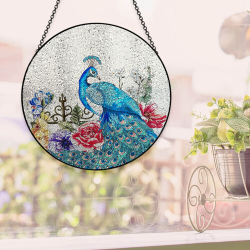 Peacock Colored Glass Pendant Home Decoration