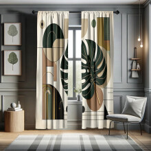 Cortinas com estampa de folhas de Monstera, painel de microfibra escovada de 71 cm x 213 cm.