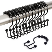 Crochets de rideau de douche doubles en acier inoxydable (12 pièces)