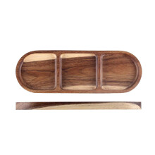Plateau à goûter en bois à 3 compartiments