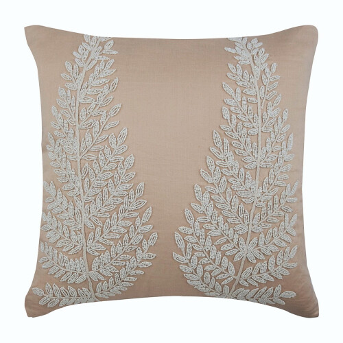 Fodera per cuscino in cotone e lino beige, 22x22 pollici