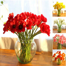 Fleurs de pavot artificielles blanches en soie PU (10 pièces)