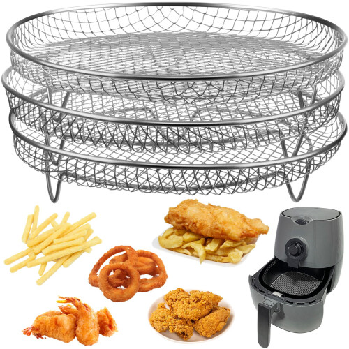Airfryer-stativer 7,8 tommer rustfrit stål 3-pak