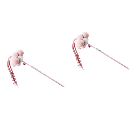 2Pcs Pink Plush Kitten Teaser Cat Toys Interactive Fun for Pets 2