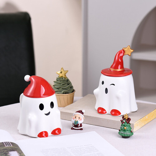Ceramic Ghost Christmas Cup Indoor Decoration 1pc 2