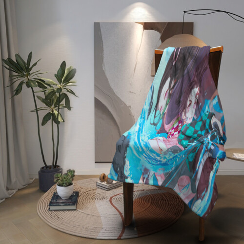 Manta de flanela com estampa de Demon Slayer, 127 x 102 cm (50 x 40 polegadas) 1