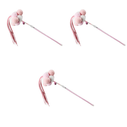 3Pcs Pink Plush Cat Teasers Interactive Kitten Toys for Pet Play 1