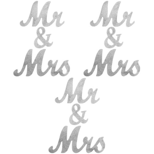 3Sets Silver Mr and Mrs Wood Sign Romantic Wedding Table Decoration 1