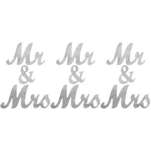 3Sets Silver Mr and Mrs Wood Sign Romantic Wedding Table Decoration 2