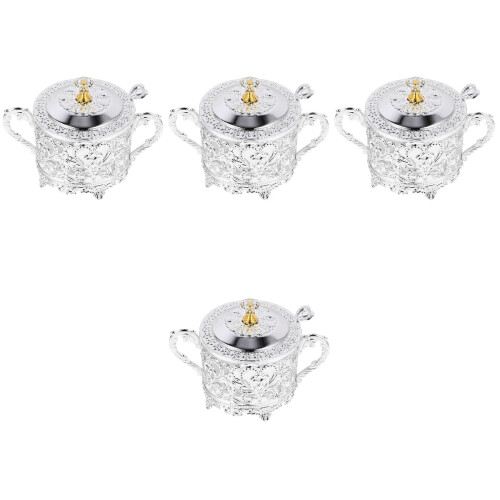 4Pcs Glass Seasoning Jars with Silver Iron Lid for Kitchen Use 1