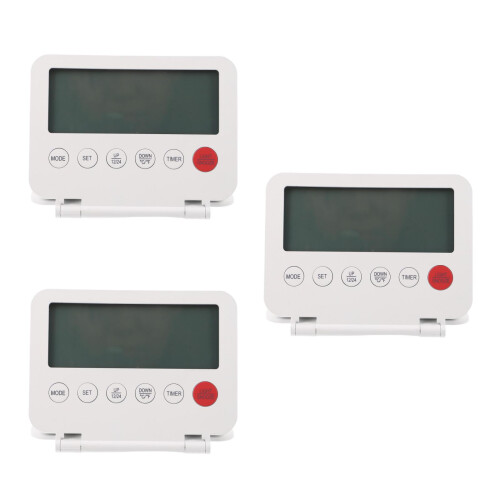 3Pcs Compact White Plastic Digital Alarm Clock for Home and Travel 1