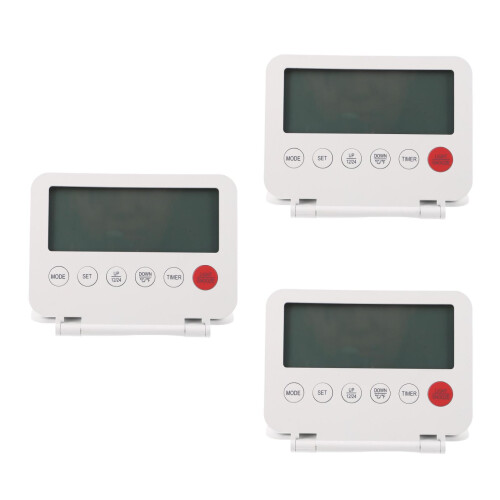 3Pcs Compact White Plastic Digital Alarm Clock for Home and Travel 2