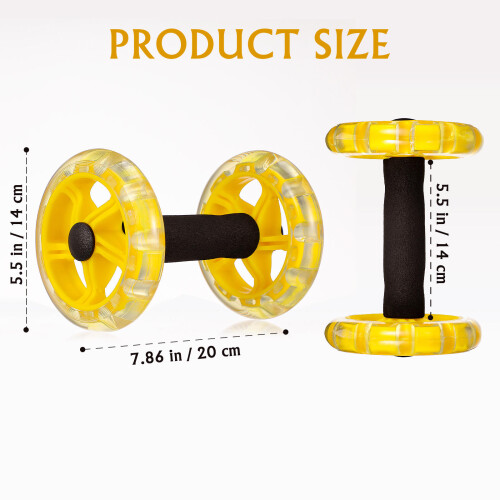 2Pairs Durable Yellow Ab Roller for Women Strength Workout 1