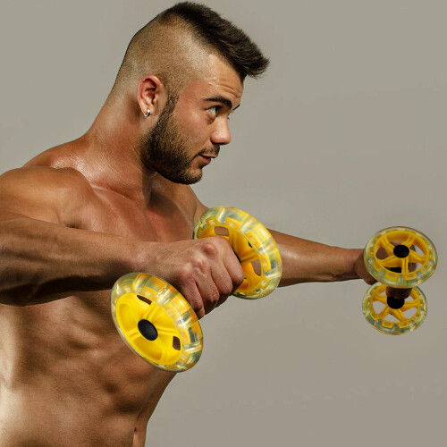 2Pairs Durable Yellow Ab Roller for Women Strength Workout 2