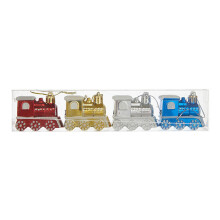 Christmas train car pendant red painted decoration set