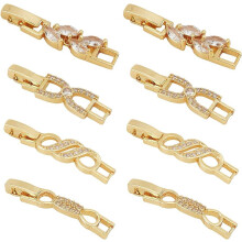 18K Gold Plated Necklace Extenders with Cubic Zirconia 8 pcs