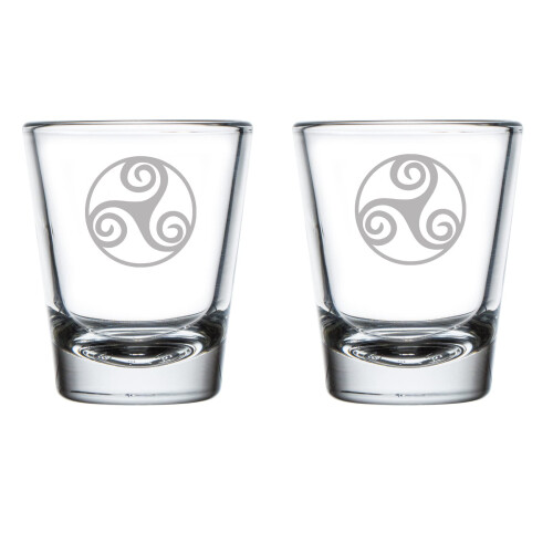2 vasos de chupito con trisquel celta de 50 ml