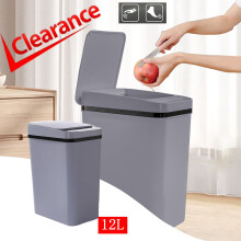 Small Slim Trash Can with Lid – Plastic Waste Bin for