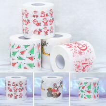 Rouleau de papier toilette de Noël - 3 plis blanc avec motif festif