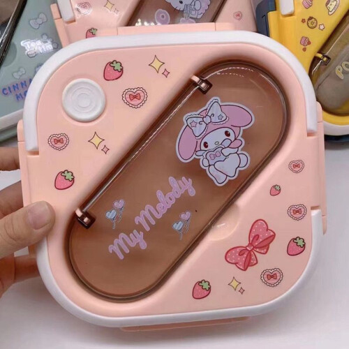 Boîte à bento compartimentée en plastique Sanrio avec couverts