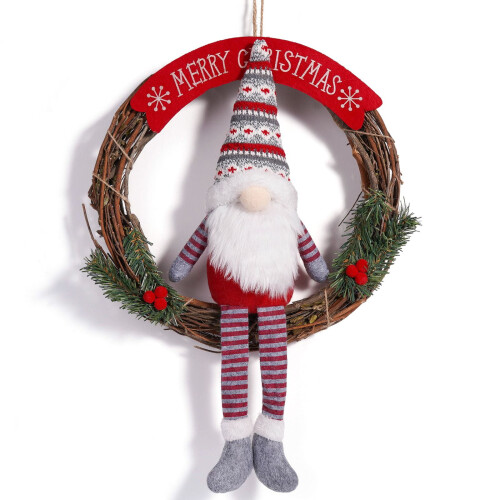 Zweedse kabouter kerstkrans voordeurdecoratie